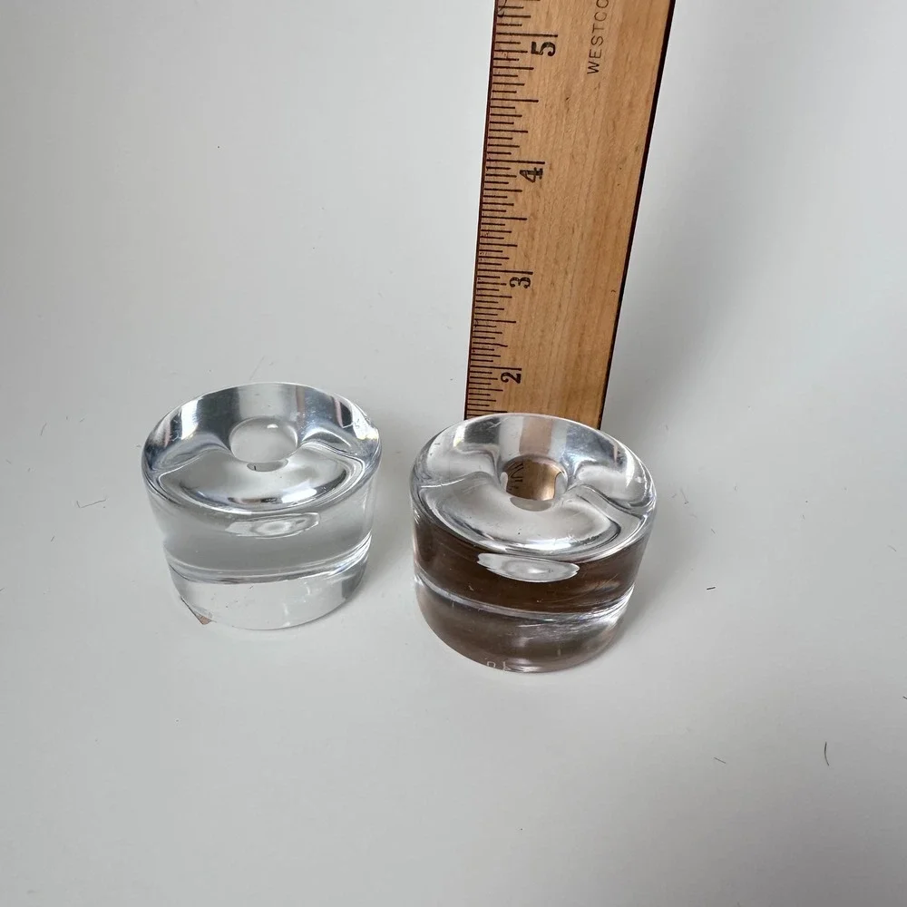 Orrefors Sweden Crystal Taper Candle Holders Set of 2 